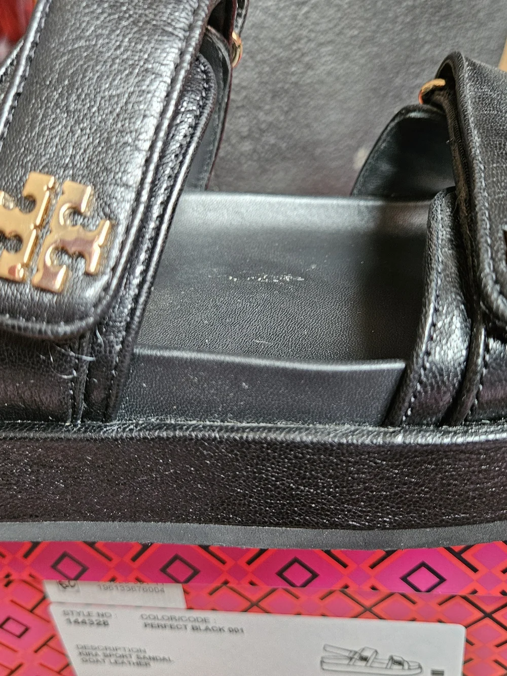 Tory Burch Black Leather Adjustable Strap Women's Sandals